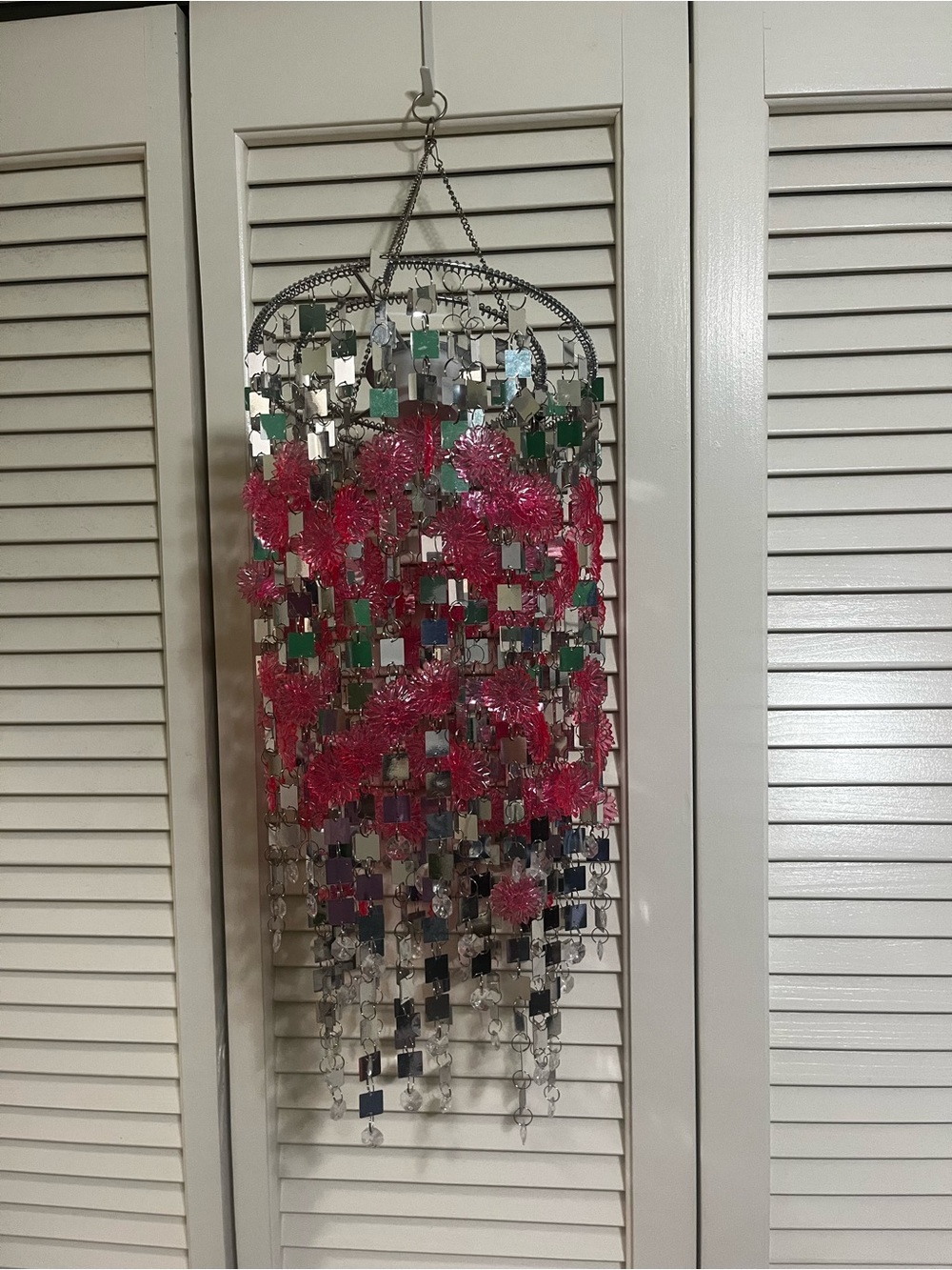 Pink and Silver Hanging Wall Chandelier - Decorative Home Wall Decor